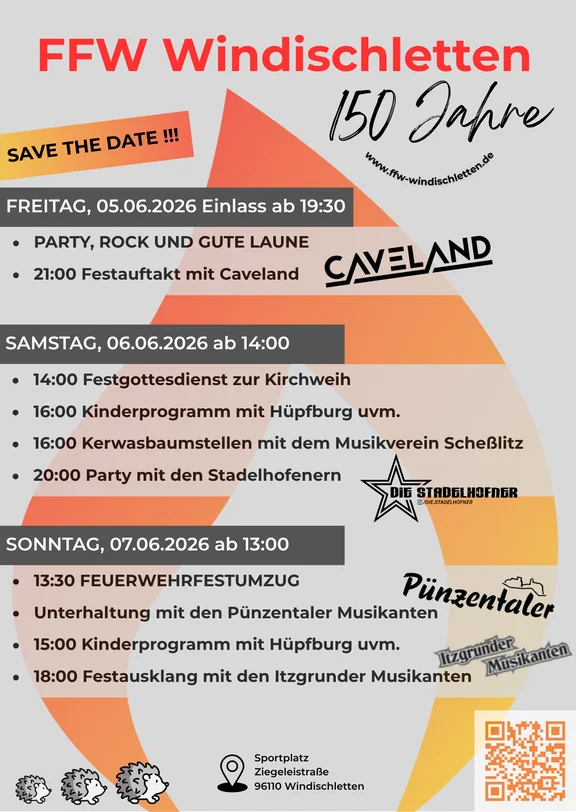 Flyer mit Programm und Uhrzeiten des Feuerwehrfestes